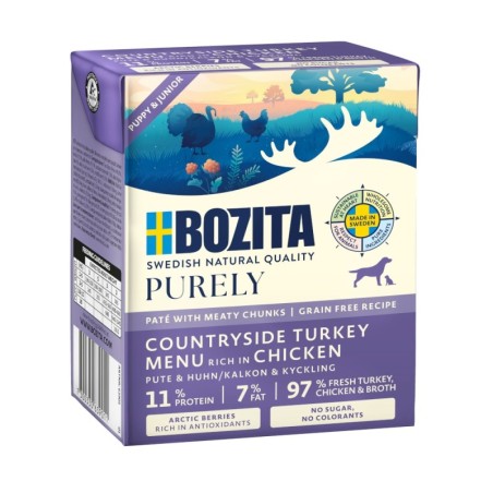 5 + 1 gratis! 6 x 370 g Bozita Purely Paté - Puppy & Junior mit Pute