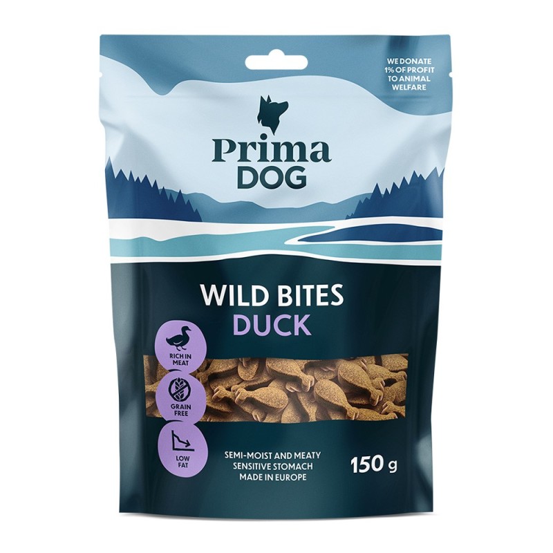 PrimaDog Wild Bites Soft Snack - Ente & Sonnenhut (4 x 150 g)