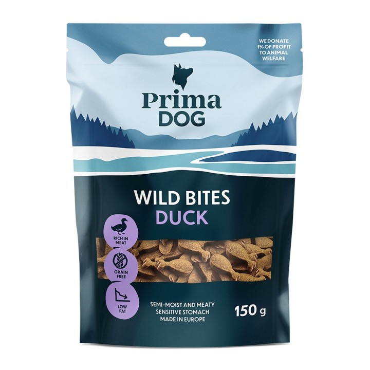 PrimaDog Wild Bites Soft Snack - Ente & Sonnenhut (4 x 150 g)