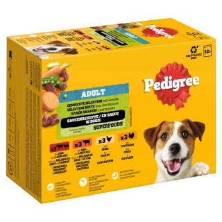 Pedigree Adult Frischebeutel Multipack - Gemischte Selektion in Soße (4 Varietäten) 12 x 100 g