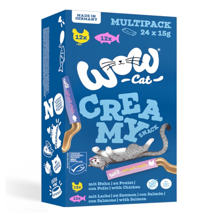 WOW Cat Creamy Snack 24 x 15 g - Mixpaket (2 Sorten)