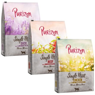 Gemischtes Sparpaket Purizon 3 x 2,5 kg - Single Meat Mix 1: Rind / Huhn / Ente