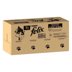 Jumbopack Felix "So gut wie es aussieht" Gelee 120 x 85 g - Senior (Rind, Lachs, Huhn, Thunfisch)