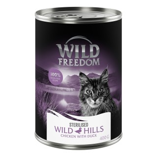 Wild Freedom Adult Sterilised 6 x 400 g - getreidefreie Rezeptur - Wild Hills Sterilised - Ente & Huhn