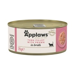 18 x 70 g Applaws zum Sonderpreis! - in Brühe: Thunfischfilet & Garnele