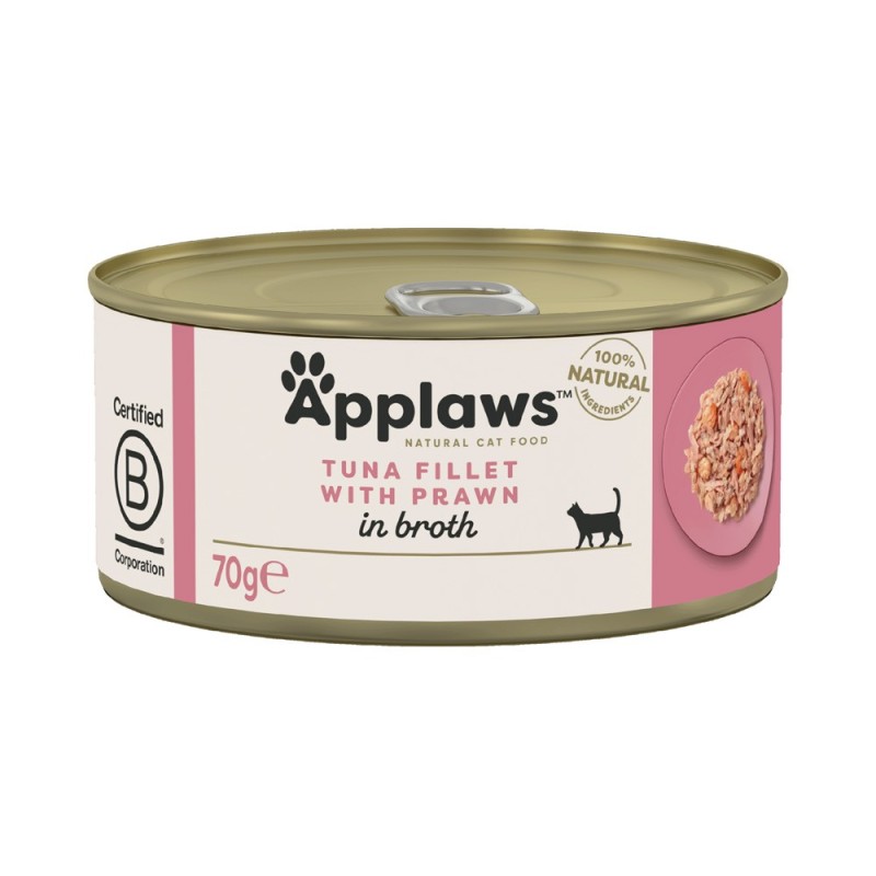 18 x 70 g Applaws zum Sonderpreis! - in Brühe: Thunfischfilet & Garnele