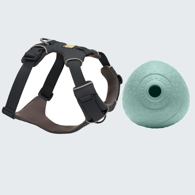 Ruffwear Hundegeschirr + Hundespielzeug Huckama gratis! - Front Range, Basalt Gray Größe M: 69 - 81 cm Brustumfang