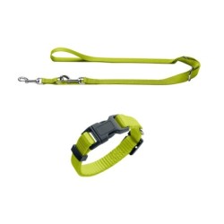 HUNTER Verstellbare Führleine London, limette - Halsband London M Lime & Führleine London Lime