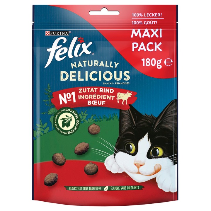 Felix Naturally Delicious - Sparpaket Rind mit Goji-Beeren (3 x 180 g)