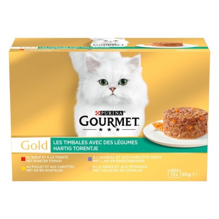 Jumbopack Gourmet Gold Raffiniertes Ragout 96 x 85 g - Rind, Huhn, Lamm, Truthahn mit Gemüse