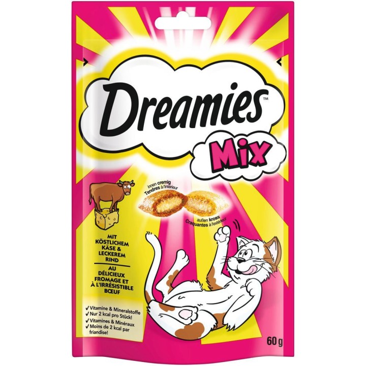 Dreamies Katzensnacks Mix Pack - Sparpaket Käse und Rind (6 x 60 g)