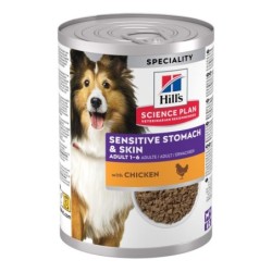 9 + 3 gratis! 12 x 200 g / 370 g Hill's Science Plan Mousse - 12 x 370 g Adult Sensitive Stomach & Skin Huhn