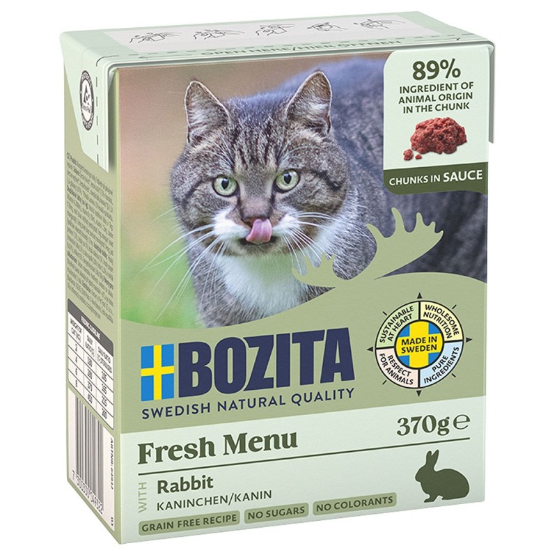6 x 370 g Bozita Tetra Häppchen in Gelee oder Soße zum Sonderpreis! - Kaninchen in Soße