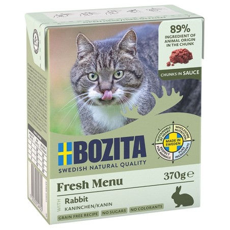 6 x 370 g Bozita Tetra Häppchen in Gelee oder Soße zum Sonderpreis! - Kaninchen in Soße
