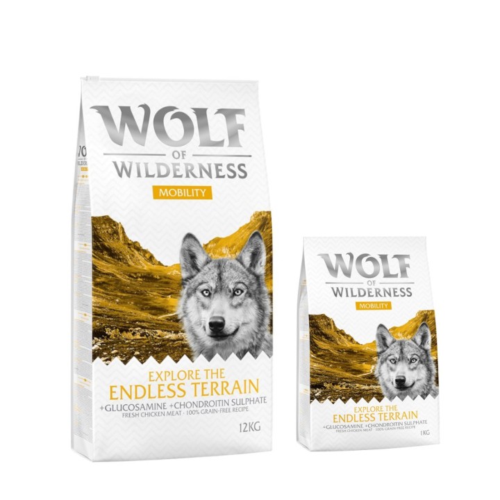 12 + 2 kg gratis! 14 kg Wolf of Wilderness Trockenfutter - Explore The Endless Terrain - Huhn (Mobility)