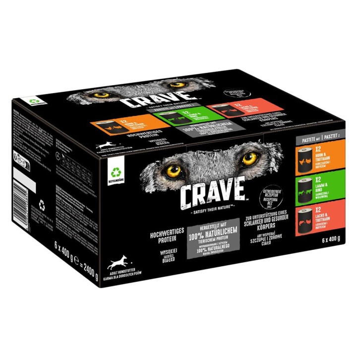 Sparpaket Crave Adult 24 x 400 g - Mix (3 Sorten gemischt)