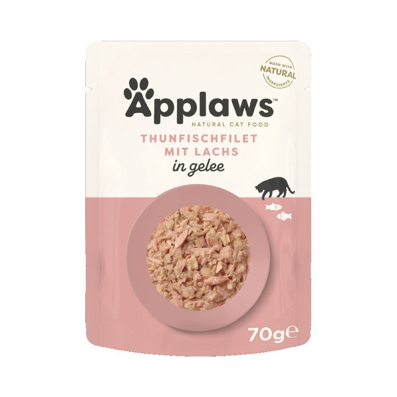 12 + 4 gratis! 16 x 70 g Applaws Pouch in Jelly - Thunfisch mit Lachs