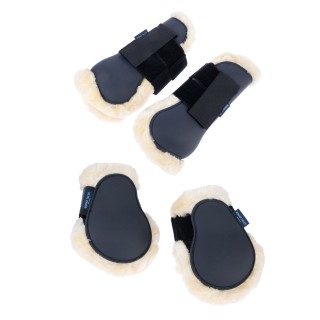 Nomad Tales Set aus Streichkappen & Gamaschen mit Kunstfell, marineblau - Set für Pony: Streichkappen & Gamaschen