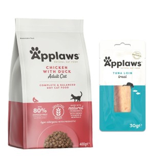 350 g / 400 g Applaws Trockenfutter + 30 g Loin Thunfisch Snack gratis! - Adult Huhn mit Ente 400 g