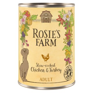 5 + 1 gratis! Rosie's Farm Adult 6 x 400 g - Huhn & Truthahn