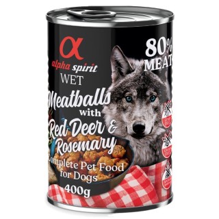 alpha spirit Dog Meatballs 6 x 400 g - Rothirsch & Rosmarin