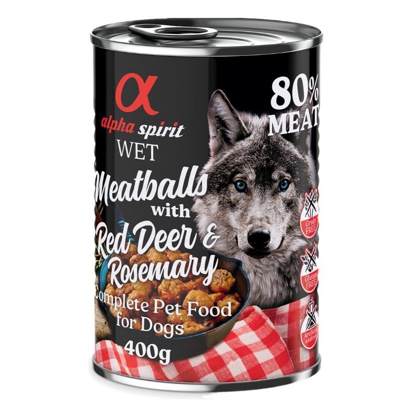 alpha spirit Dog Meatballs 6 x 400 g - Rothirsch & Rosmarin