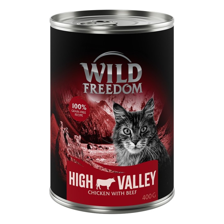 Wild Freedom Adult 6 x 400 g - getreidefreie Rezeptur - High Valley (Farmlands) - Rind & Huhn