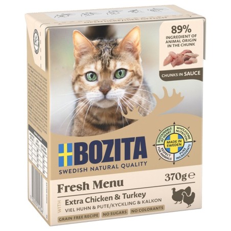 6 x 370 g Bozita Tetra Häppchen in Gelee oder Soße zum Sonderpreis! - Hühnchen & Pute in Soße