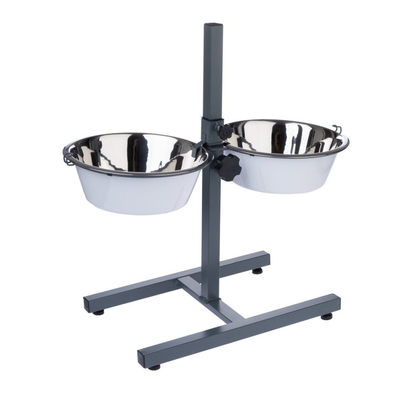TIAKI Doppelnapf mit verstellbarem Ständer - 2 x 1600 ml, Ø 21 cm