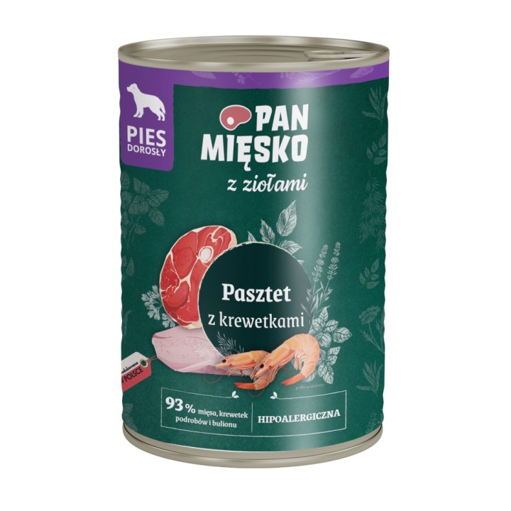 Pan Mięsko Dog 12 x 400 g - Pastete mit Garnelen