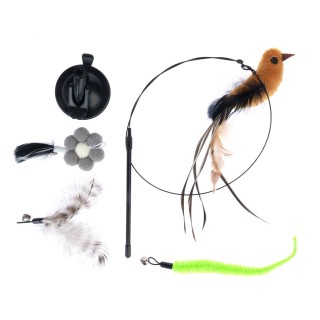 zooplus Basics Interaktives Katzenspielzeug 4-in-1 - Teaser 95 cm, 4 Spielzeuge 15 cm