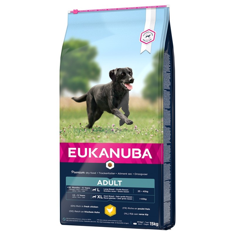15 kg Eukanuba Trockenfutter mit Huhn zum Sonderpreis! - Adult Large