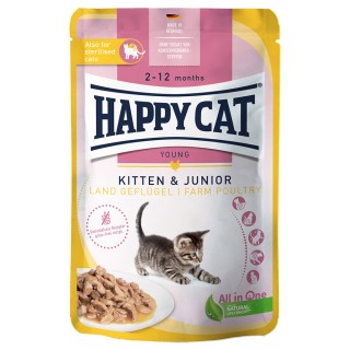 Happy Cat Pouch Meat in Sauce 12 x 85 g  - Land-Geflügel Kitten