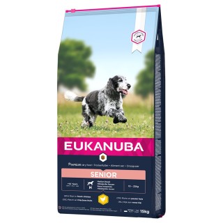 15 kg Eukanuba Trockenfutter mit Huhn zum Sonderpreis! - Caring Senior Medium