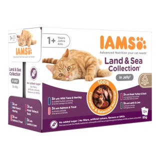 36 + 12 gratis! 48 x 85 g IAMS Advanced Nutrition - Adult Land & Sea Mix in Gelee