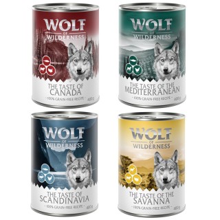 Wolf of Wilderness Adult - "The Taste Of" 6 / 24 x 400 g - 24 x 400 g: Mixpaket 6x Canada, 6x Scandinavia, 6x Mediterranean,