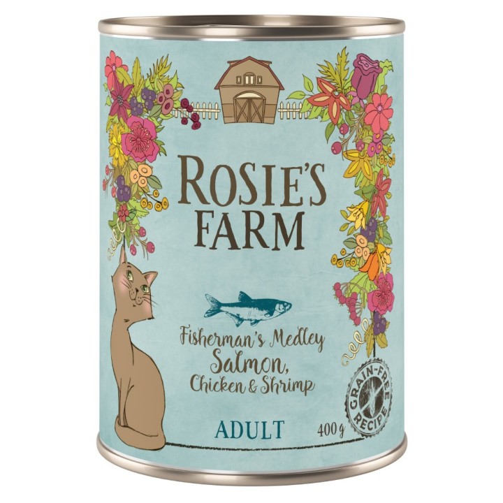 Rosie's Farm Adult 6 x 400 g - Lachs & Huhn mit Garnelen