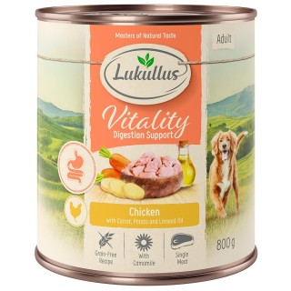 Sparpaket Lukullus Vitality 24 x 800 g - Unterstützung der Verdauung: Huhn (getreidefrei)