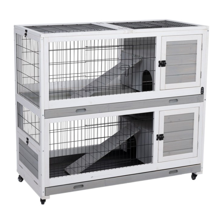 TIAKI Kaninchengehege für Indoor - L 116 x B 54 x H 107 cm