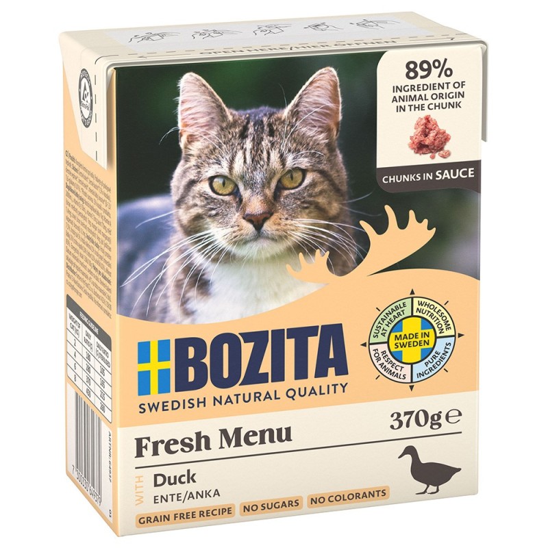 6 x 370 g Bozita Tetra Häppchen in Gelee oder Soße zum Sonderpreis! - Ente in Soße