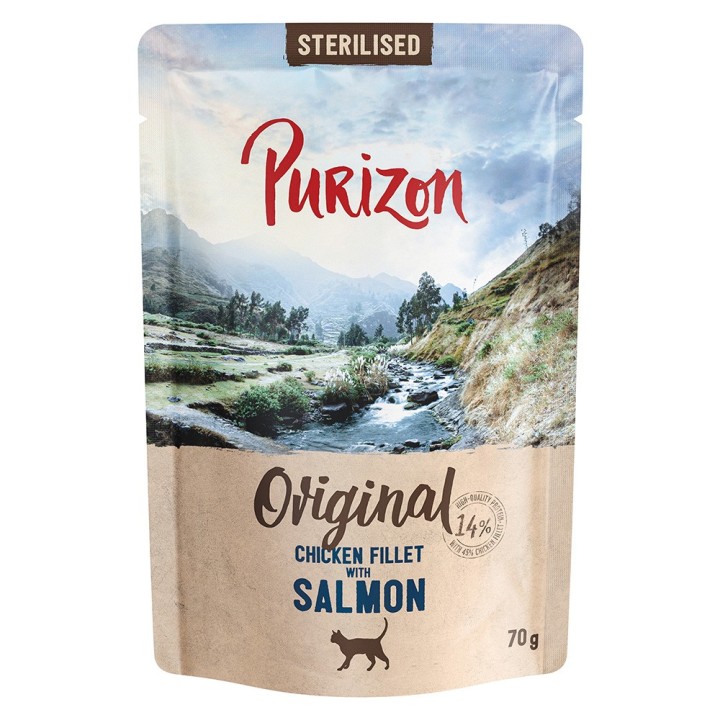 Purizon Adult Sterilised 6 x 70 g - getreidefrei - Hühnerfilet mit Lachs
