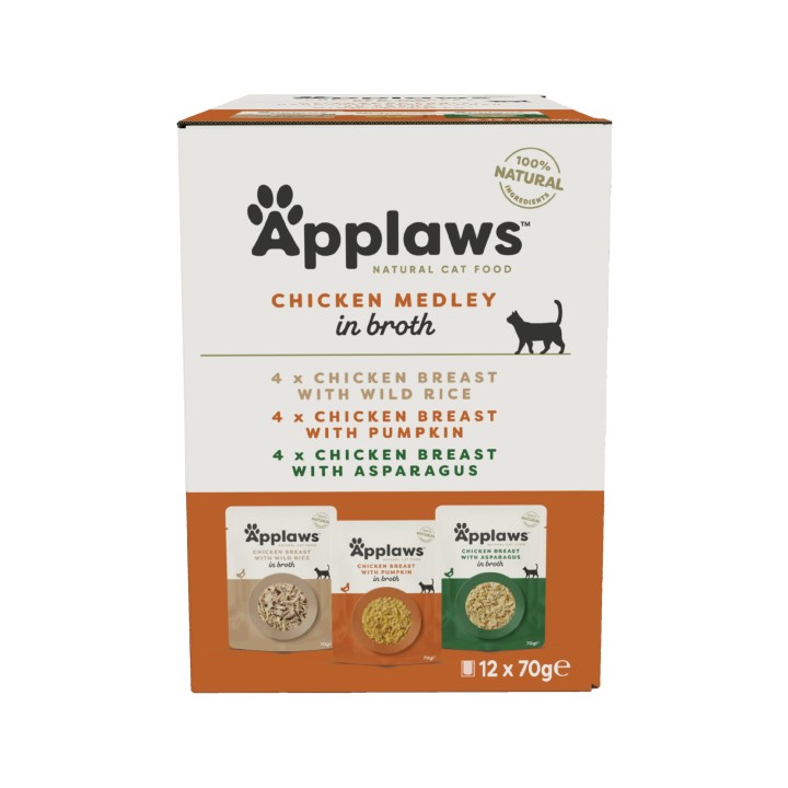 Applaws Multipack Katzenfutter - Frischebeutel - Chicken in Broth - 12 x 70 g