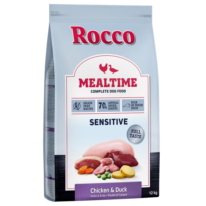 10 + 2 gratis! 12 kg Rocco Mealtime Trockenfutter - Sensitive Huhn & Ente
