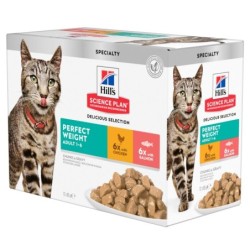 9 + 3 gratis! 12 x 85 g Hill's Science Plan - Adult Perfect Weight: Huhn & Lachs