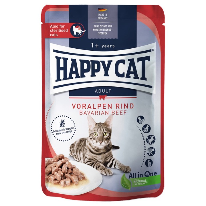 Happy Cat Pouch Meat in Sauce 12 x 85 g  - Voralpen-Rind