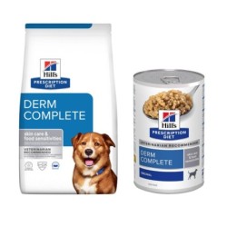 12 kg Hill's Prescription Diet + 3 x 370 g Derm Complete Nassfutter gratis! - Derm Complete mit Reis & Ei