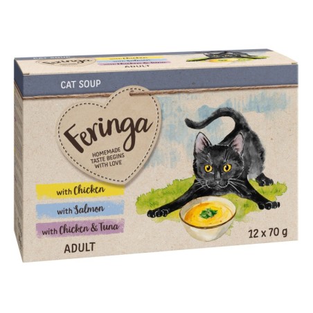 Probierpakete Feringa Katzensuppe 12x 70 g Mixpacket 12 x 70 g (Huhn, Lachs, Huhn und thunfisch)