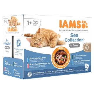 36 + 12 gratis! 48 x 85 g IAMS Advanced Nutrition - Adult Sea Mix in Sauce
