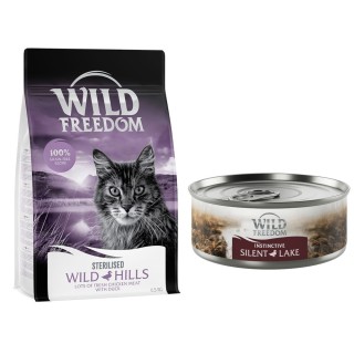 6,5 kg Wild Freedom + 6 x 70 g "Instinctive" Nassfutter gratis! - Sterilised: Wild Hills - Ente + 6 x 70 g Ente