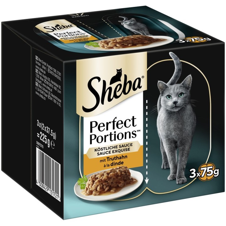 Sheba Perfect Portions 96 x 37,5 g - Sauce mit Truthahn